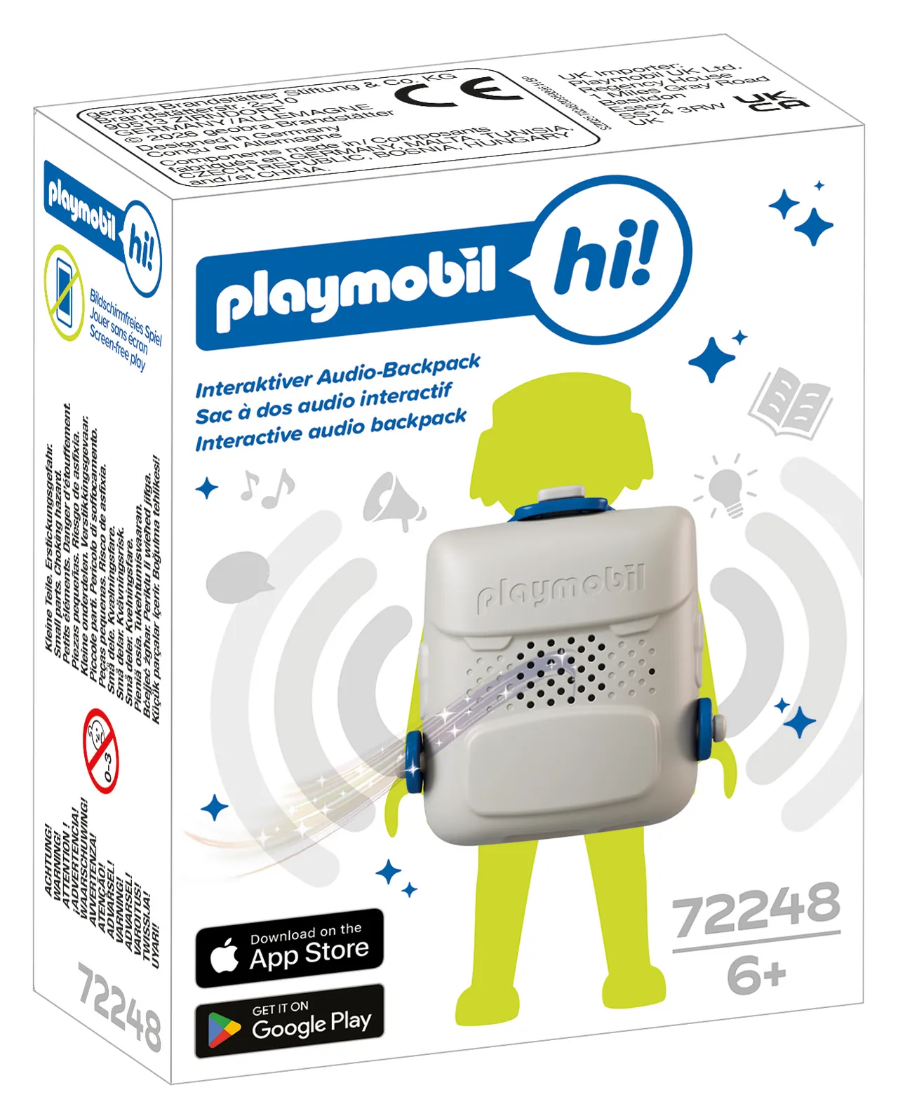 Box of the Playmobil hi! interactive audio backpack